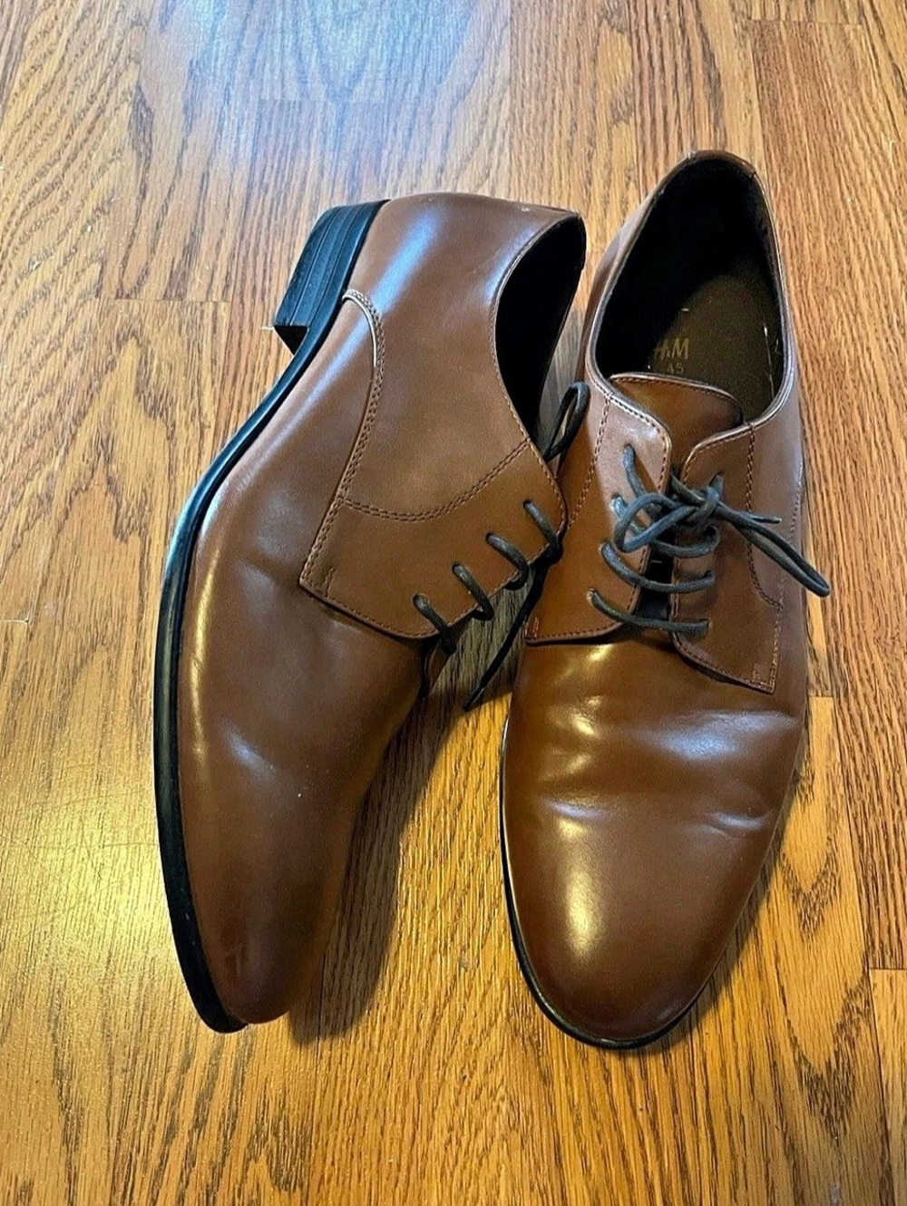 H&M Mens Brown Leather Derby Dress Shoes Size 11.5